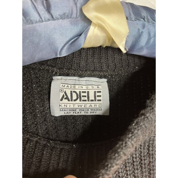 Adele Knitwear Sweater Pullover Black Neon Stripes Size M Acrylic Vintage 1990s - Picture 5 of 5